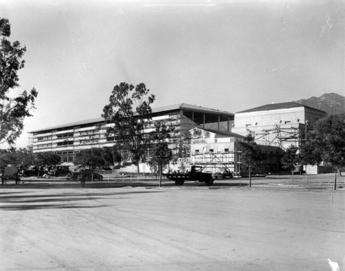 Grandstand under construction, Santa Anita Racetrack