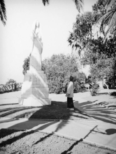 Ethel with St. Monica statue