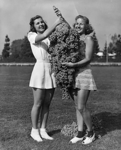 Smiling grape pickers