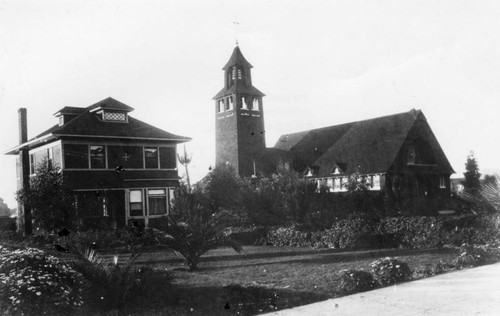 Church and house on and Hollywood Blvd