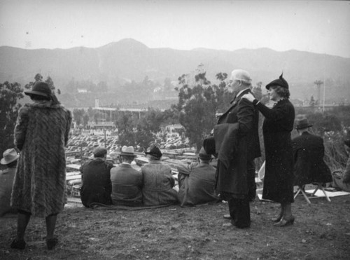 Ethel Schultheis' parents, 1938 Rose Bowl parking lot