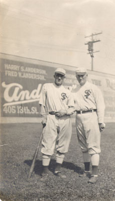 [San Francisco Seals second baseman Charlie Pick and Manager Harry Wolverton]