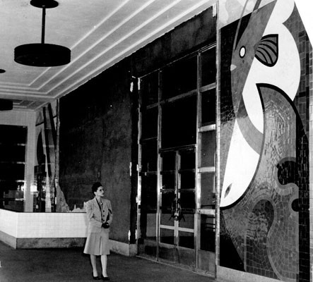 [Waldo Beverley stands inside the Maritime Museum at Aquatic Park]