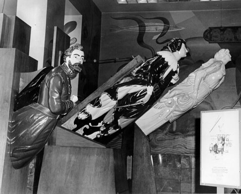 [Old statue figures on bow of old schooners at the Maritime Museum]