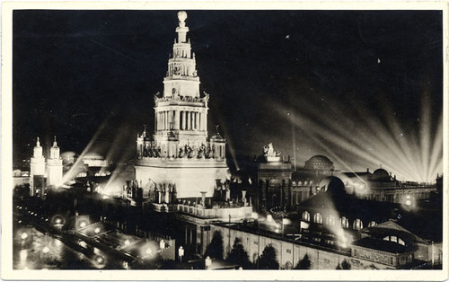 View of the Tower of Jewels at night, Panama-Pacific International