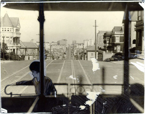 [View from inside a cable car on Pacific Avenue]