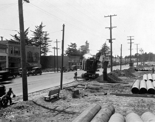 [Trench digging machine on Ocean Avenue near Ashton]