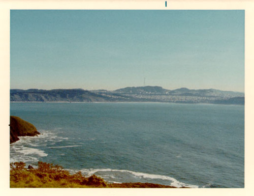 [View of San Francisco from Marin County, west of the Golden Gate Bridge]