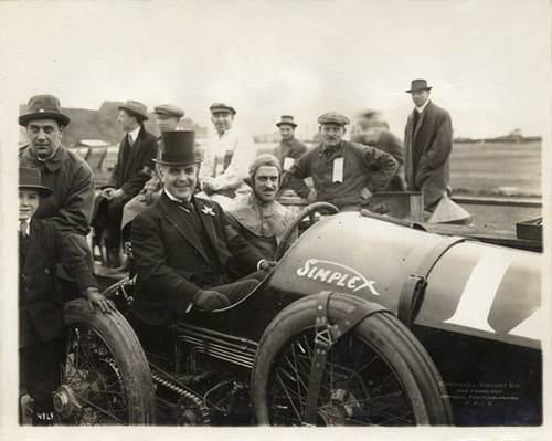 [Mayor James Rolph posing in a racing car at the Panama-Pacific ...