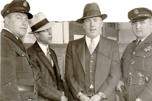 [Frank Murphy, Marvin Maxwell, Tommy Waldron and Officer Lloyd Kelly in American Trust Company holdup]