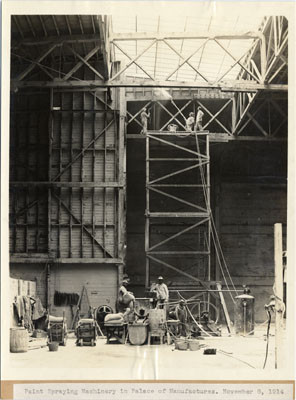 Paint Spraying Machinery in Palace of Manufactures. November 8, 1914.