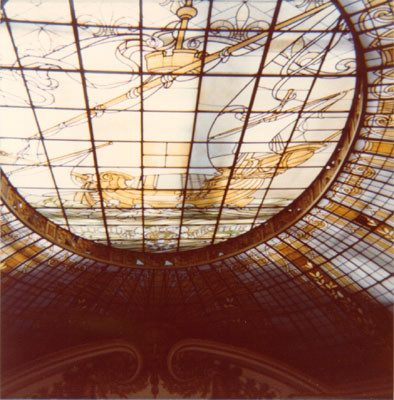 [Detail of stained glass ceiling at the City of Paris department store]