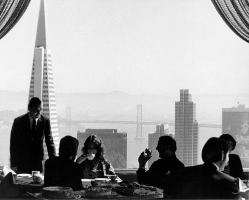 [People dining in the Crown Room at the Fairmont Hotel]