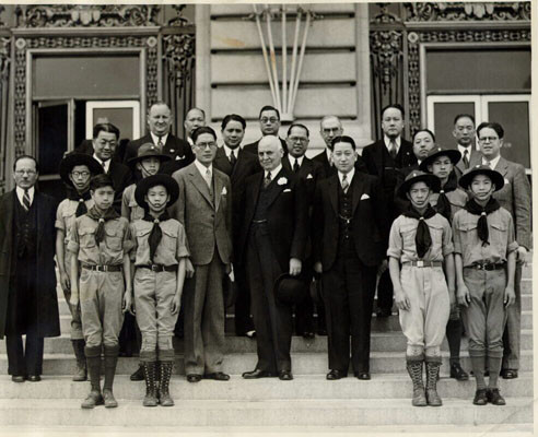 [Mayor Rossi receiving Chinese party at City Hall]