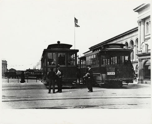 [Streetcars in front of the Ferry Building]