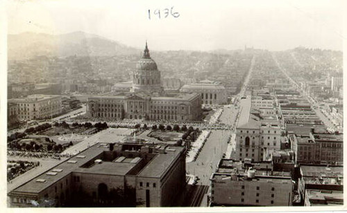 [Aerial view of City Hall]