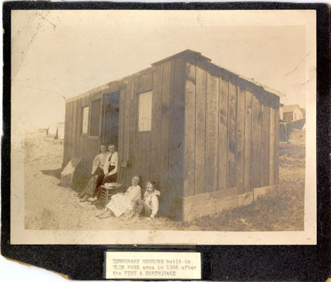 Temporary housing built in Glen Park area in 1906 after the fire and earthquake