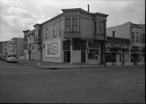 [2501 24th Street at San Bruno Avenue, Mo's Barber Shop, USC Smoke Shop, Laundry]