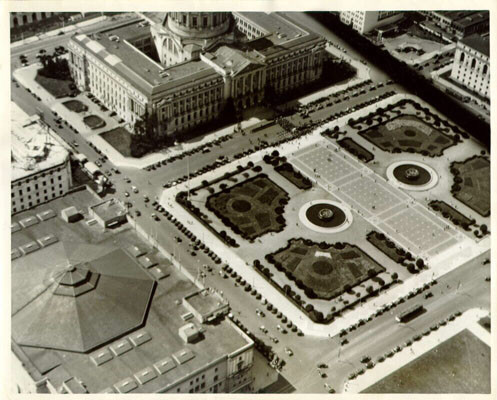 [Aerial view of San Francisco's Civic Center]