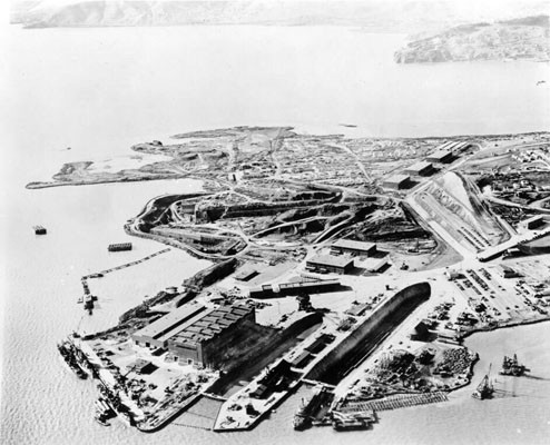 [Aerial view of Hunters Point Naval Shipyard]