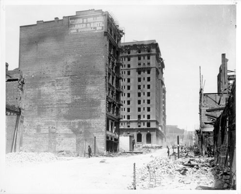 [St. Francis Hotel, on Powell Street, after the earthquake and fire of April, 1906]