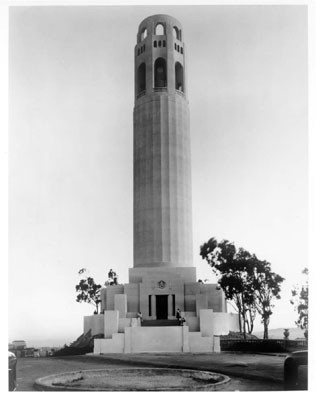 [Just completed Coit Tower prior to landscaping and removal of entrance level balustrade]