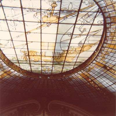 [Detail of stained glass ceiling at the City of Paris department store]