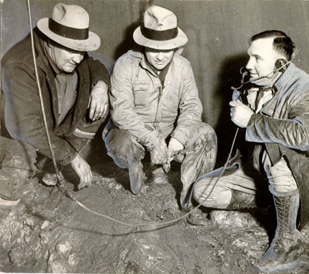 [Base testing of pier during construction of the Golden Gate Bridge]