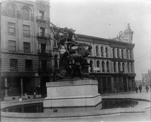 [Donahue Monument, also known as the Mechanics Monument, on Market Street]