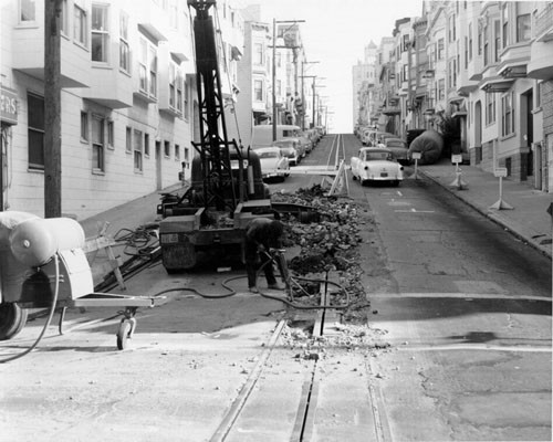 [Construction on Washington Street at Hyde]