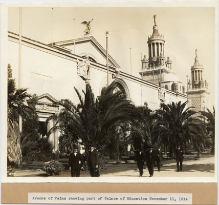 Avenue of Palms showing part of Palace of Education - November 11, 1914