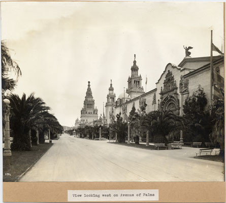 View looking west on Avenue of Palms