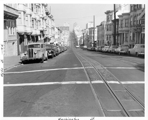 [Looking north on Hyde Street at Washington]