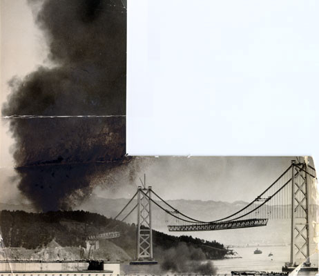 [San Francisco-Oakland Bay Bridge under construction]