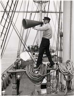 [Captain William Dodge on board the sailing ship "Balclutha"]