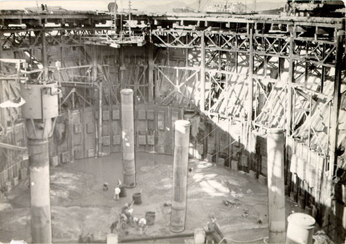 [Construction of the south pier of the Golden Gate Bridge]