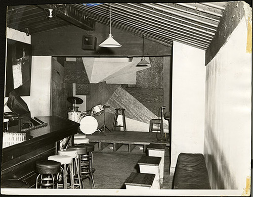 [The bandstand inside The Cellar nightclub at 576 Green St.]