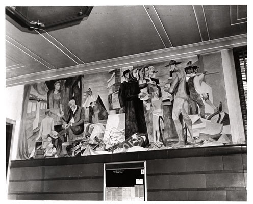 [Mural representing 1906 earthquake and fire consequences by artist Anton Refregier at the Rincon Annex Post Office]