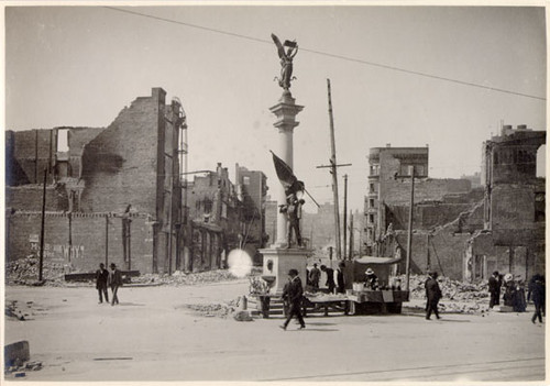 [Native Sons Monument at the intersection of Turk, Mason and Market streets]