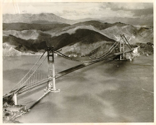 [Aerial view of the Golden Gate Bridge]