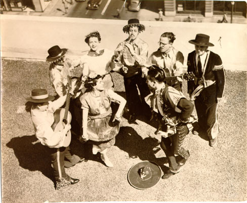 [Musicians and dancers at the Golden Gate Bridge Fiesta]