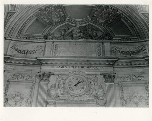 [Inscription of Mayor James Rolph Jr.'s name on the wall of the Rotunda ...