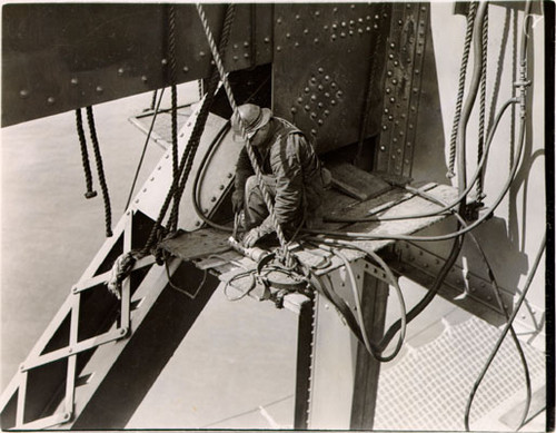 [Construction worker on the Golden Gate Bridge]