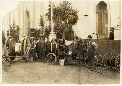 [Engineers at construction site of Panama-Pacific International Exposition]