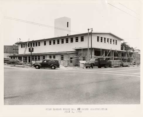 [Engine 10 firehouse under construction - July 1, 1955