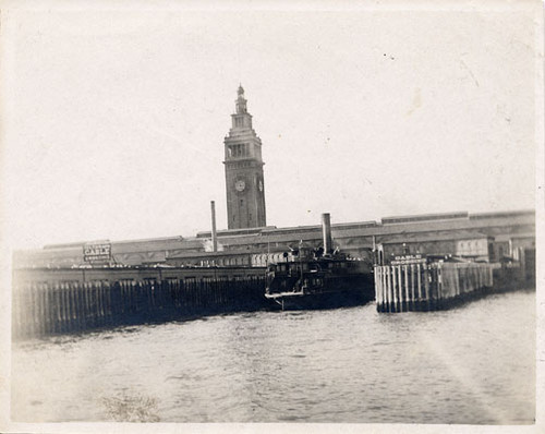 [View of the Ferry Building from the bay]