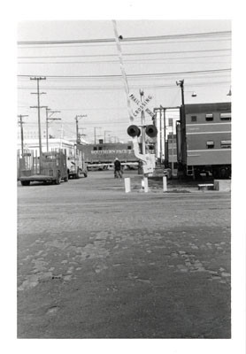 [Railroad crossing near Southern Pacific depot on 3rd Street]