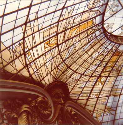 [Detail of stained glass ceiling at the City of Paris department store]