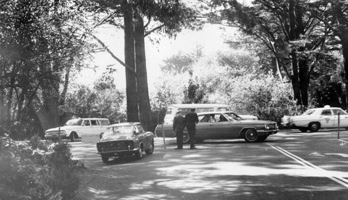 [Two people standing in a street in Golden Gate Park]