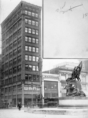 [Donahue Monument, also known as the Mechanics Monument, on Market Street]